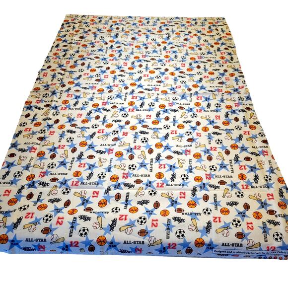 Cotton Fabric All Star Sports Balls Megaphone 28x43” Joann Fabrics Football - Picture 2 of 7